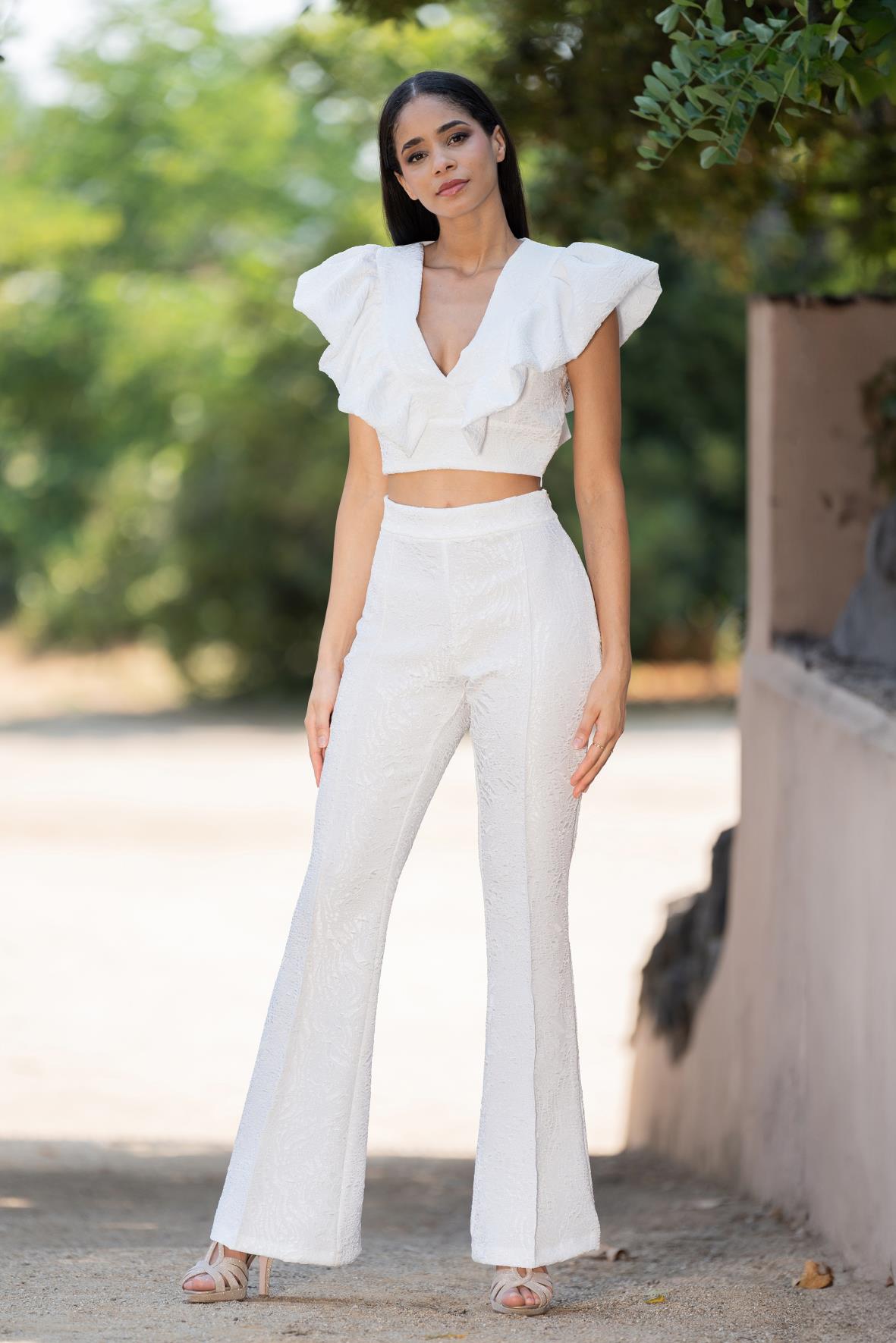 Pantalón Palazzo Top Conjunto Crepe Conjunto Palazzo Y Top Boda