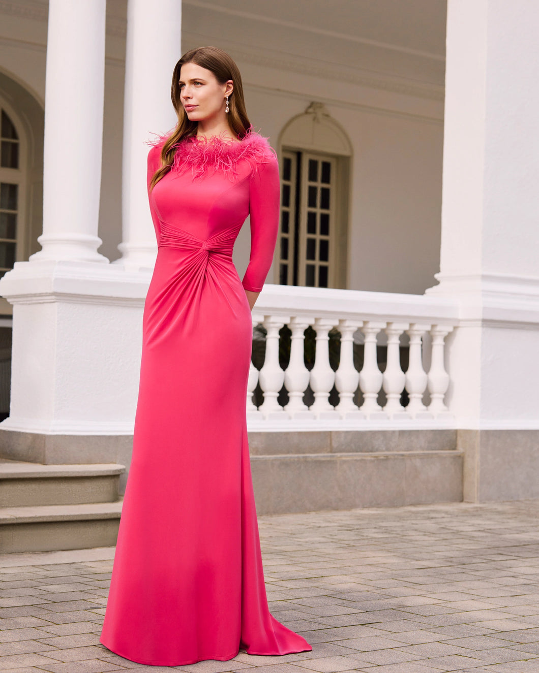 Vestido Largo Rosa Clará Couture 1G02